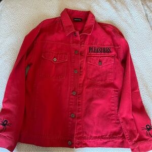 pleasures now spider web red jacket